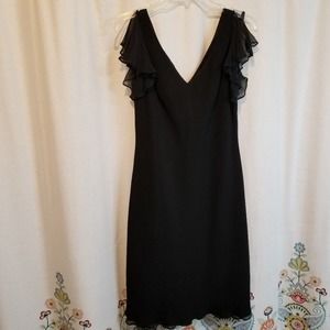 Jones new York black dress flutter‎ sleeve cocktail size 8